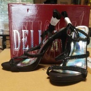 Delicacy Dressy / Sandals / High Heel Rhiinestone Bling Black Shoes NEW in BOX